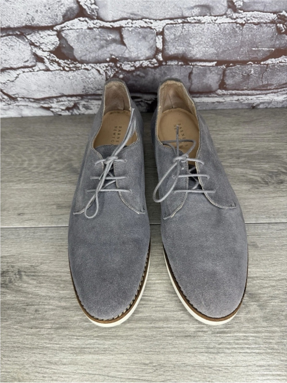 Barneys New York Gray Suede Platform Lace Up Low Cut Oxfords Shoes Women Sz 40EU